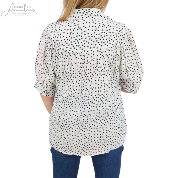 Z Bleu Seven Blouse stip Wit Zwart